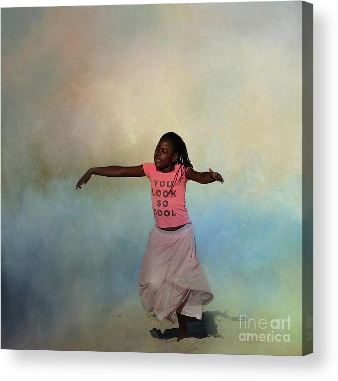 Girl Acrylic Print featuring the photograph Dancing on the Beach-2 by Eva Lechner