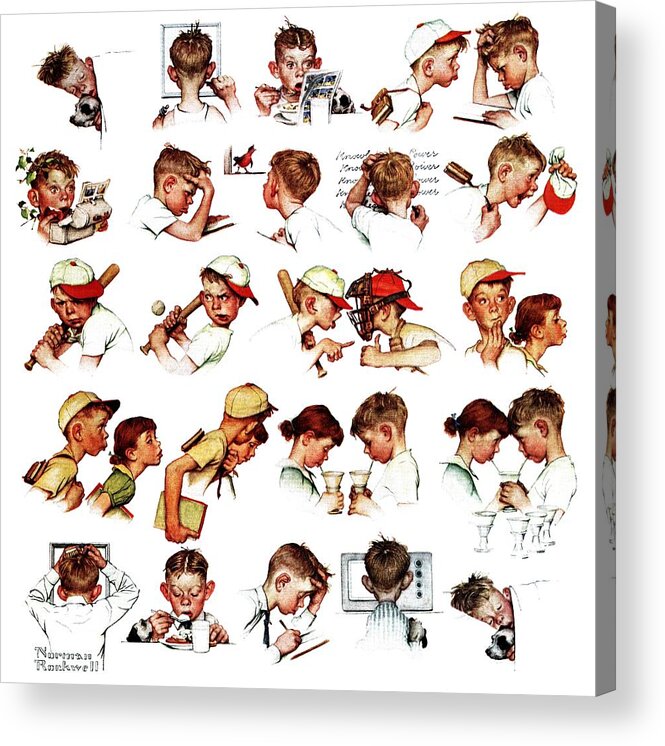Baseball Acrylic Print featuring the painting Day In The Life Of A Boy by Norman Rockwell