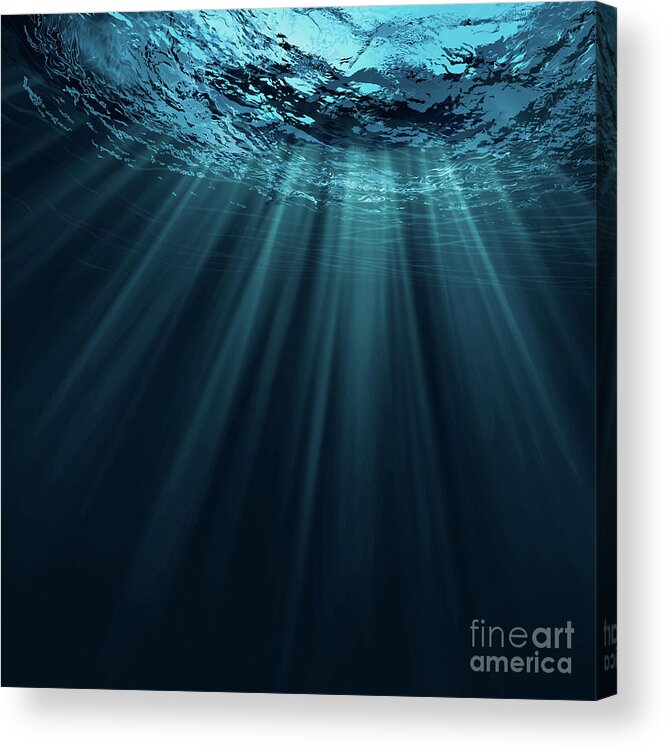 Underwater Acrylic Print featuring the photograph Deep Water, Abstract Natural Backgrounds by Tolokonov