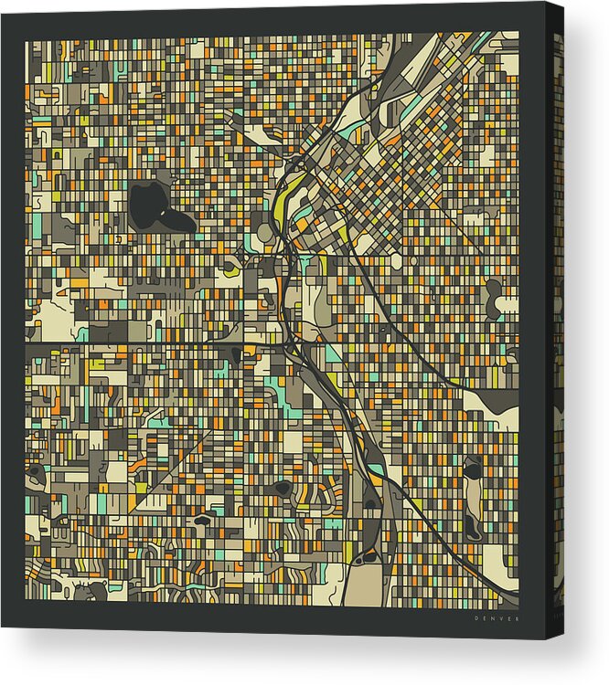 Denver Map Acrylic Print featuring the digital art Denver Map 2 by Jazzberry Blue