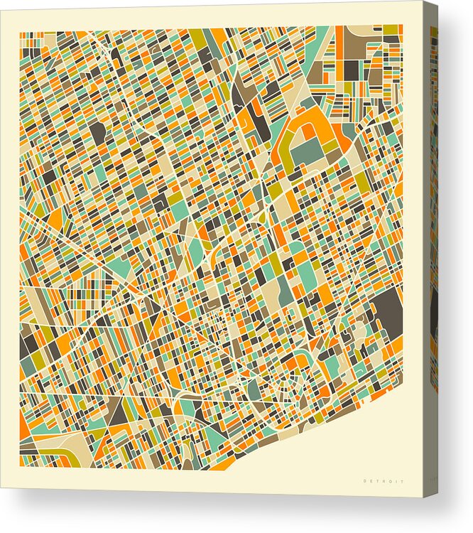 Detroit Acrylic Print featuring the digital art Detroit Map 1 by Jazzberry Blue