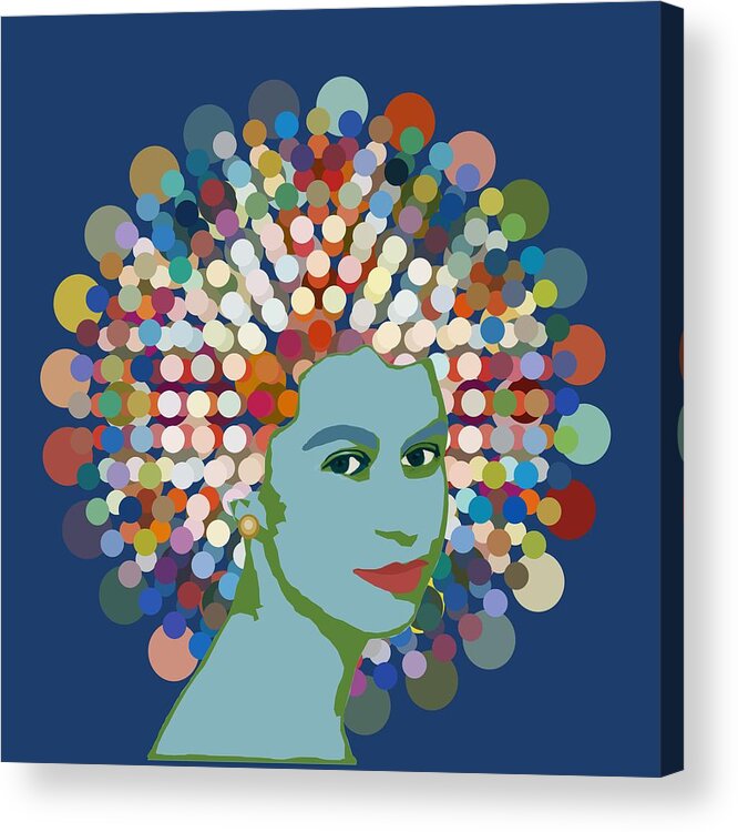 Dotty Acrylic Print featuring the mixed media Disco Queen BLUE by BFA Prints