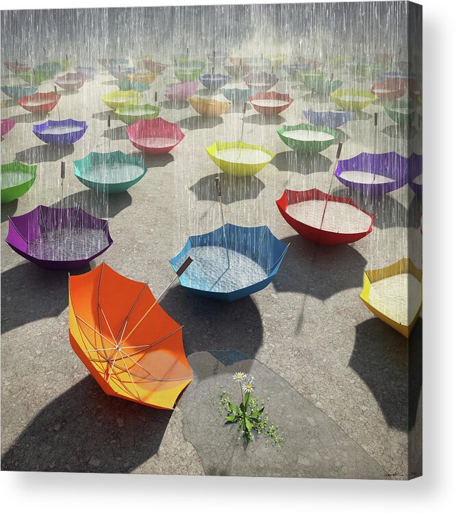Rain Acrylic Print featuring the digital art Downpour by Cynthia Decker