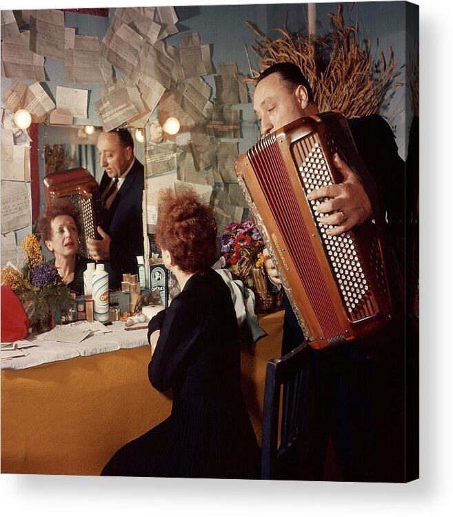 Concert Acrylic Print featuring the photograph Edith Piaf And Marc Bonel In Paris by Jean Mainbourg