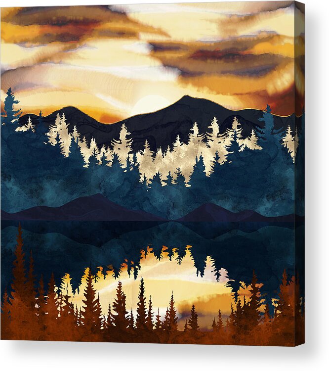 Fall Acrylic Print featuring the digital art Fall Sunset by Spacefrog Designs