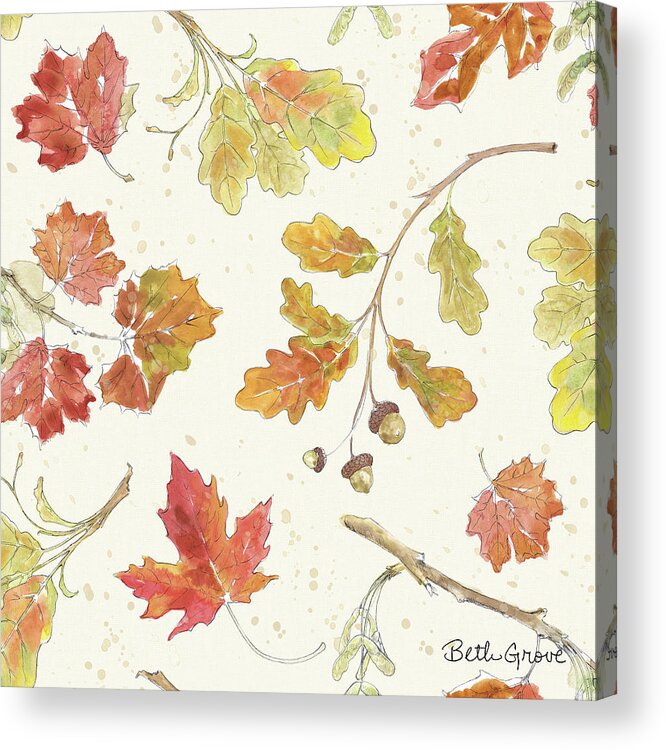 Acorns Acrylic Print featuring the painting Falling For Fall Step 01 by Beth Grove
