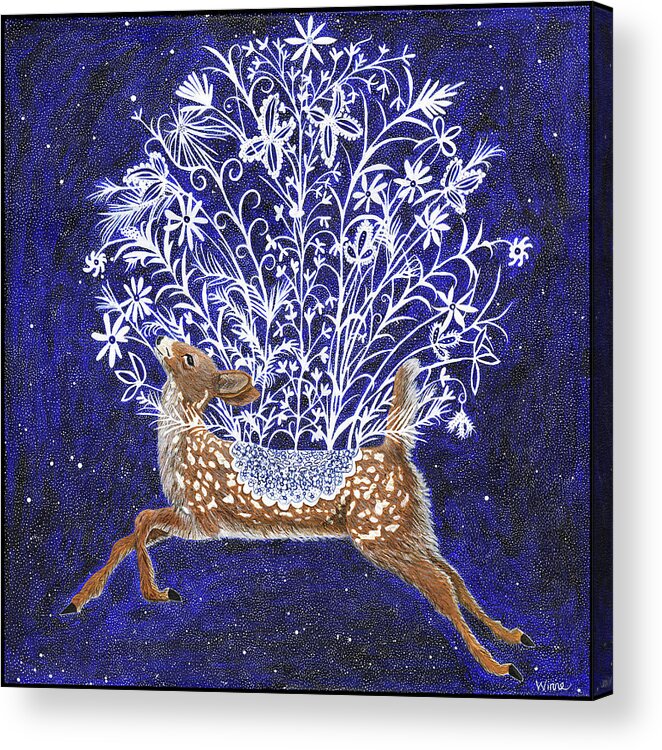 Lise Winne Acrylic Print featuring the painting Fawn Bouquet by Lise Winne