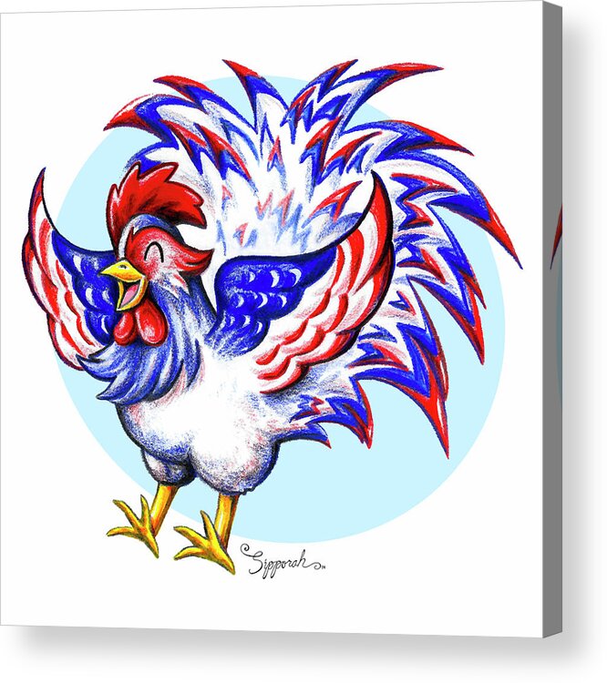 Fourth Of July Acrylic Print featuring the drawing Feathery Fourth by Sipporah Art and Illustration