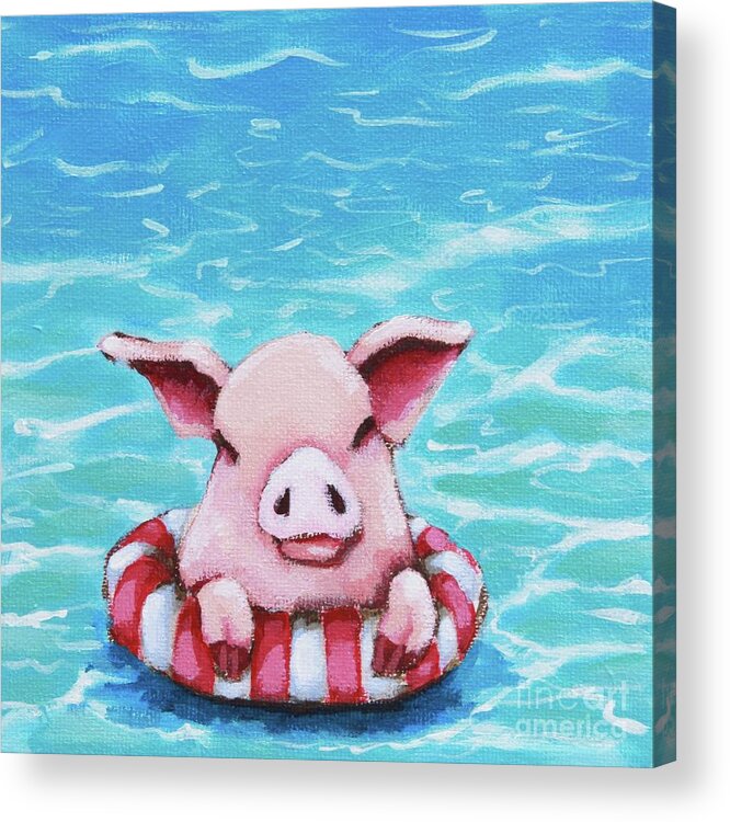 Pig Acrylic Print featuring the painting Floating by Lucia Stewart