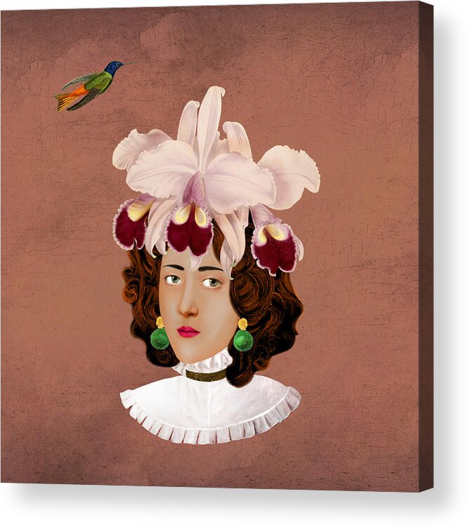 #companion_#1:bird Acrylic Print featuring the digital art Flower Girl #4775 by Varvara Alay