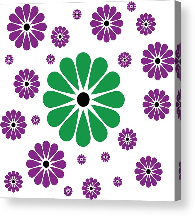 Flowers Acrylic Print featuring the digital art Flower Pattern Purpur and Green by Patricia Piotrak