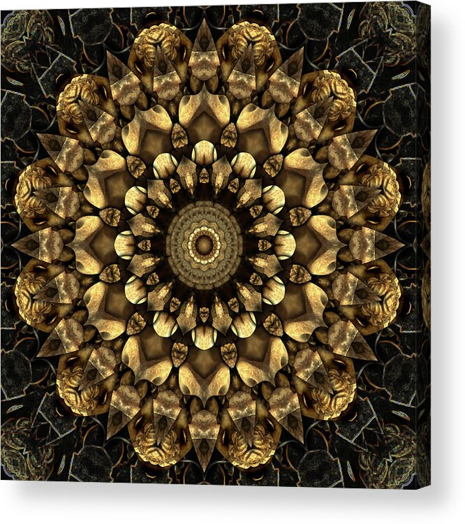Fractal Mandala 15 Acrylic Print featuring the mixed media Fractal Mandala 15 by Delyth Angharad