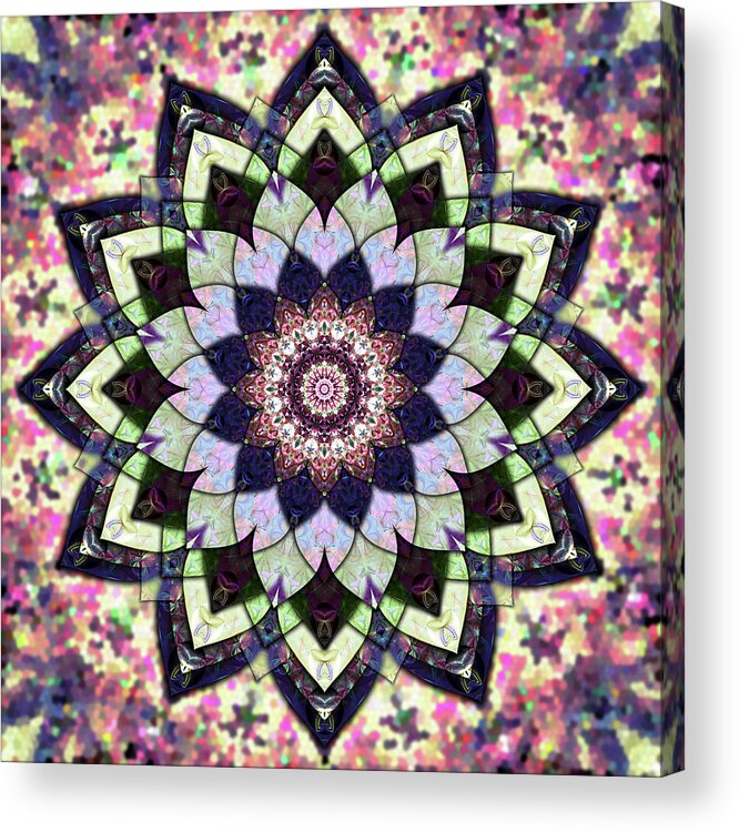Fractal Mandala 6 Acrylic Print featuring the mixed media Fractal Mandala 6 by Delyth Angharad