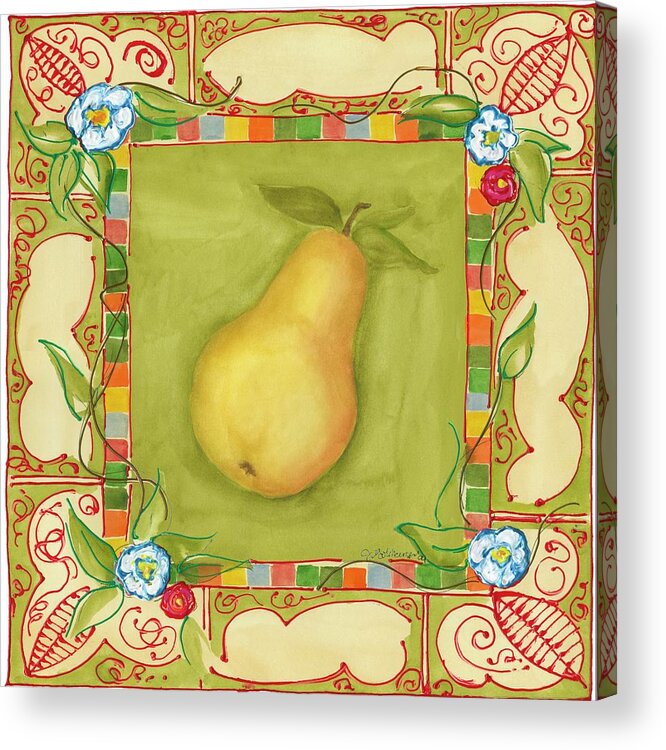 Botanical & Floral Acrylic Print featuring the painting French Country Pear by Jennifer Goldberger