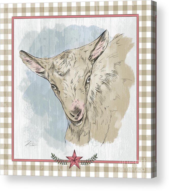 Goat Acrylic Print featuring the mixed media Goat Portrait-Farm Animals by Shari Warren
