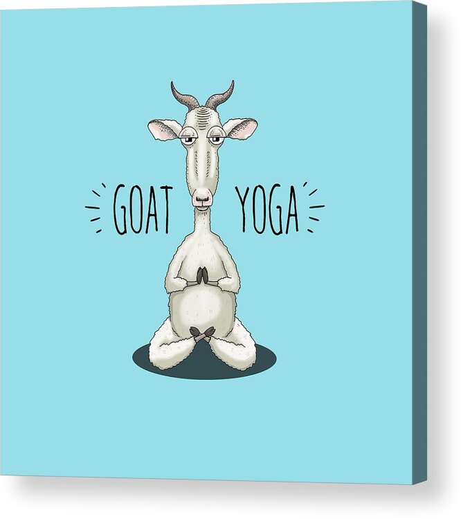 Goat Yoga Acrylic Print featuring the digital art GOAT YOGA - Meditating Goat by Laura Ostrowski