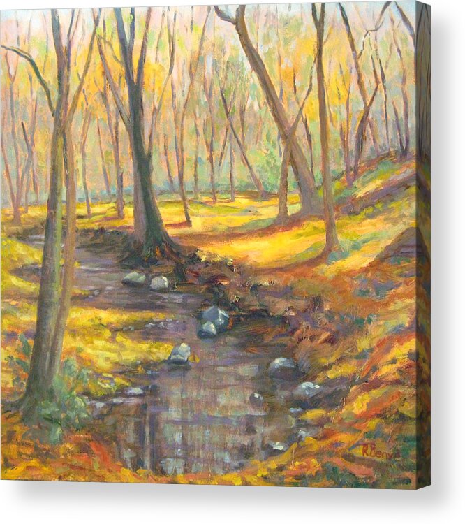 Landscape Acrylic Print featuring the painting Golden Days Fall Landscape by Robie Benve