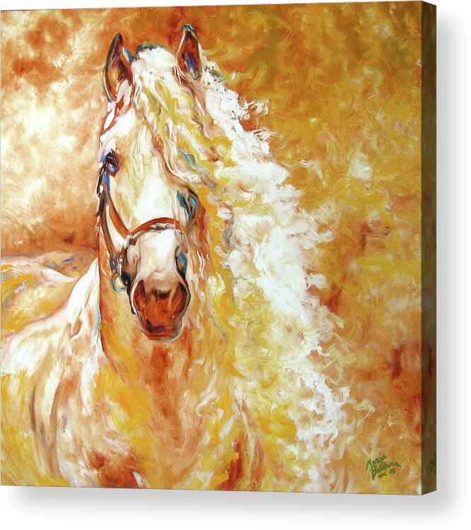 Golden Grace Andalusian Equine Acrylic Print featuring the painting Golden Grace Andalusian Equine by Marcia Baldwin
