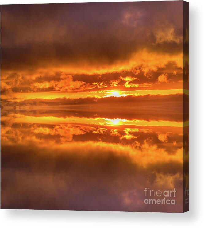 Cloud Reflections Acrylic Print featuring the photograph Golden Sunset Reflections by Alana Ranney