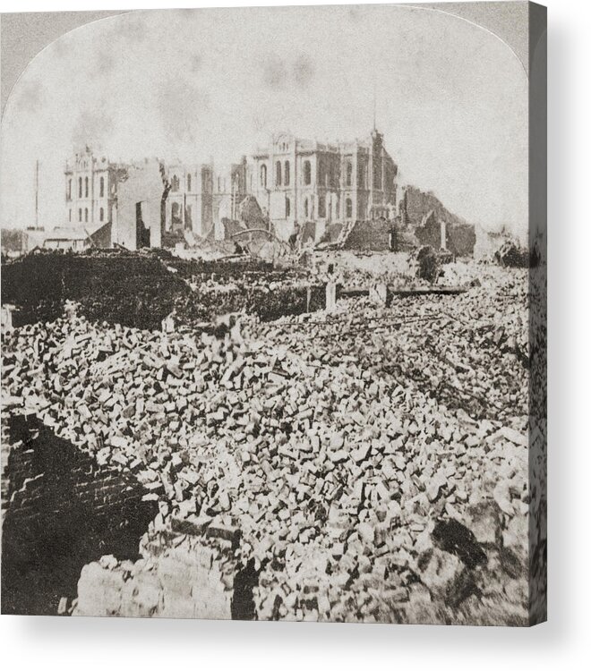 Rubble Acrylic Print featuring the photograph Great Chicago Fire by Otto Herschan Collection