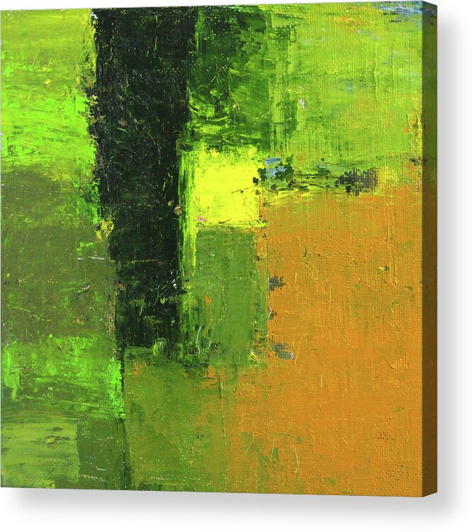 Green Abstract Painting Acrylic Print featuring the painting Green Envy Abstract Painting by Nancy Merkle