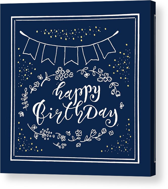 Happybirthday Acrylic Print featuring the drawing Greeting Card Happy Birthday by Masha Batkova