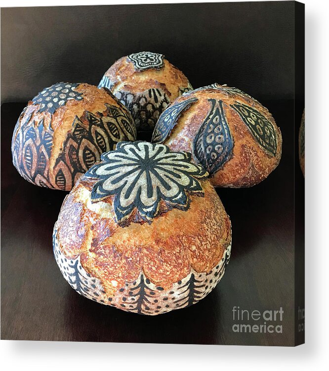 Bread Acrylic Print featuring the photograph Hand Painted Sourdough Seed Pods 10 by Amy E Fraser