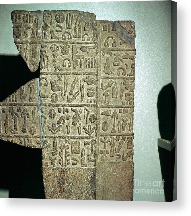Ancient Acrylic Print featuring the drawing Hieroglyphic Inscription, Neo-hittite by Print Collector