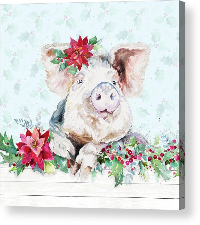Holiday Acrylic Print featuring the painting Holiday Little Piggy by Patricia Pinto