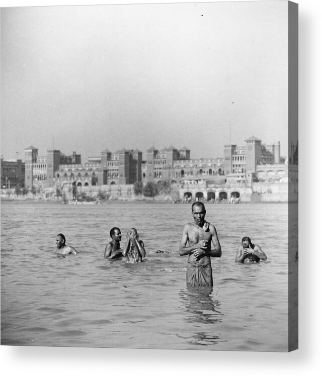1950-1959 Acrylic Print featuring the photograph Hooghly Bathers by Three Lions