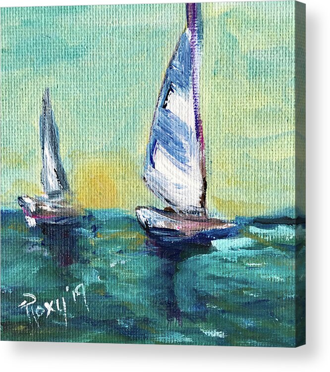 Sailing Acrylic Print featuring the painting Horizon Sail by Roxy Rich