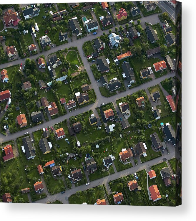 2005 Acrylic Print featuring the photograph Houses In Village, Aerial View by Roine Magnusson