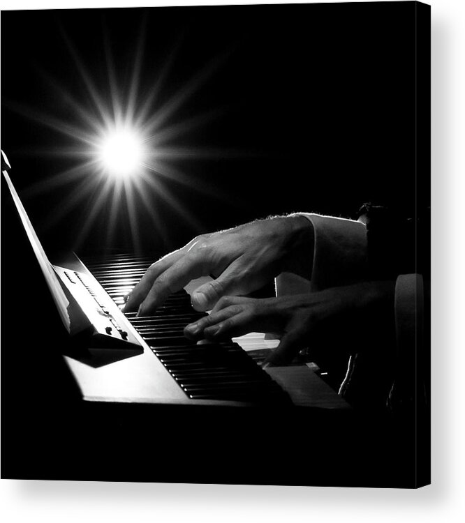 Piano Acrylic Print featuring the photograph Human Hand Playing Piano by Simpatia