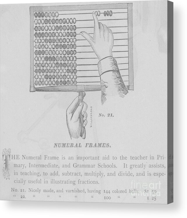 Art Acrylic Print featuring the photograph Illustration Of Hand Using Early Abacus by Bettmann
