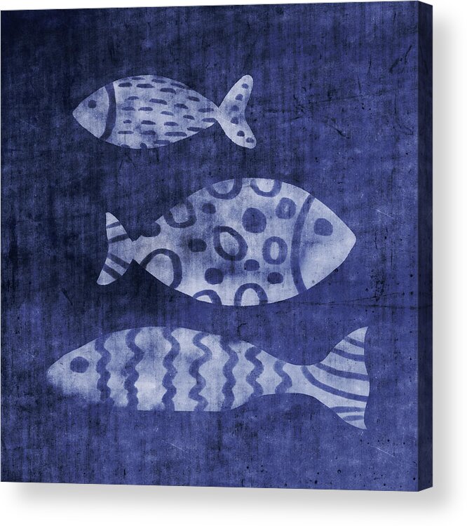 Fish Acrylic Print featuring the mixed media Indigo Fish- Art by Linda Woods by Linda Woods