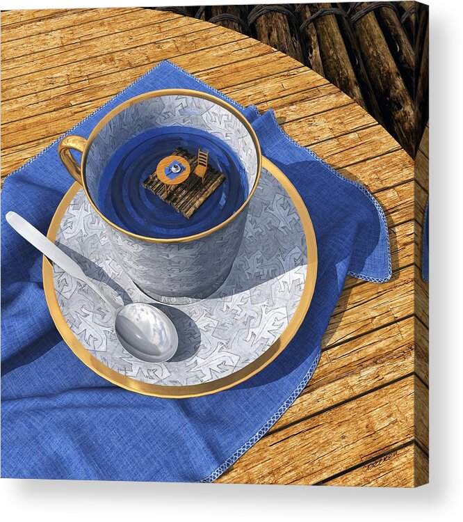 Teacup Acrylic Print featuring the digital art Infinitea by Cynthia Decker