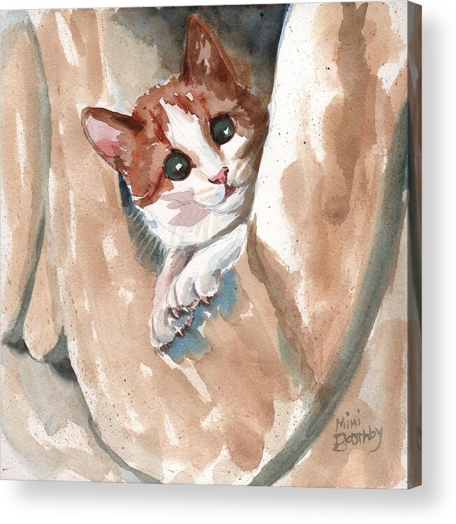 Kitten Acrylic Print featuring the painting Kitten by Mimi Boothby