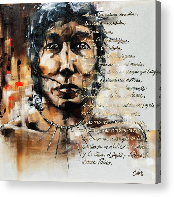 Taino Acrylic Print featuring the painting La Gente Buena - The Good People by Carlos Flores