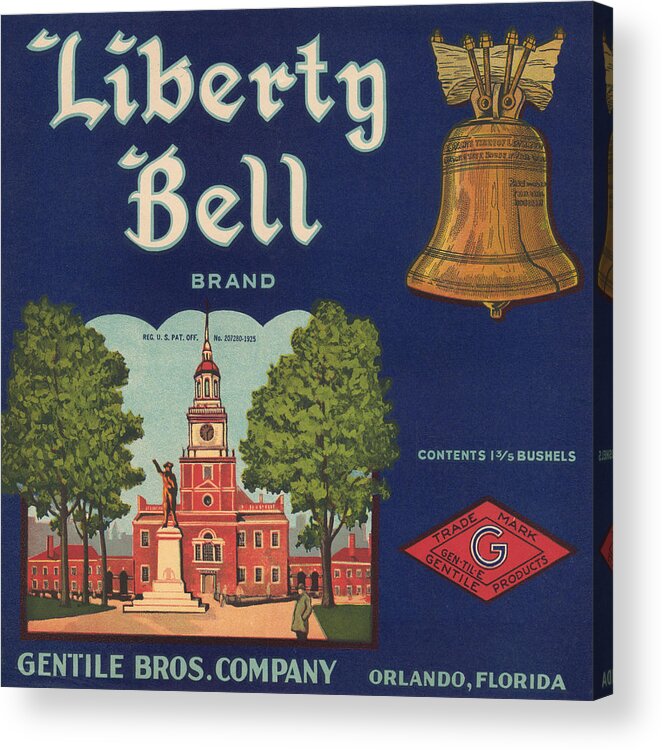 Liberty Acrylic Print featuring the painting Liberty Bell Brand by Unknown