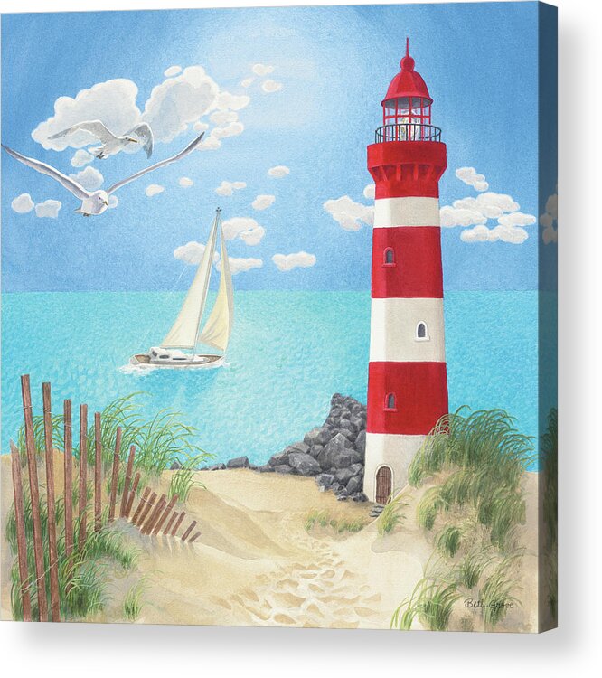 Beach Acrylic Print featuring the painting Lighthouse View Iv by Beth Grove