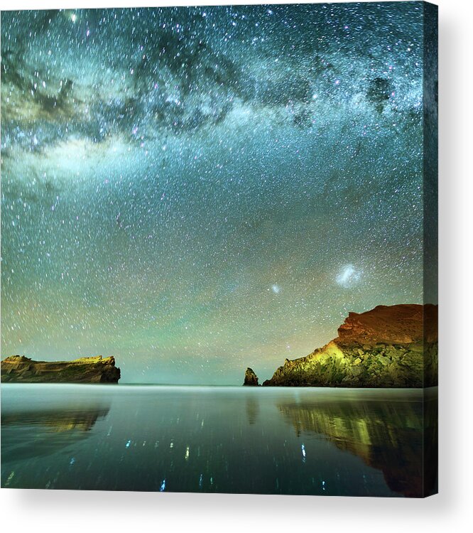 Galaxy Acrylic Print featuring the photograph Long Exposure Of Stars by Piskunov