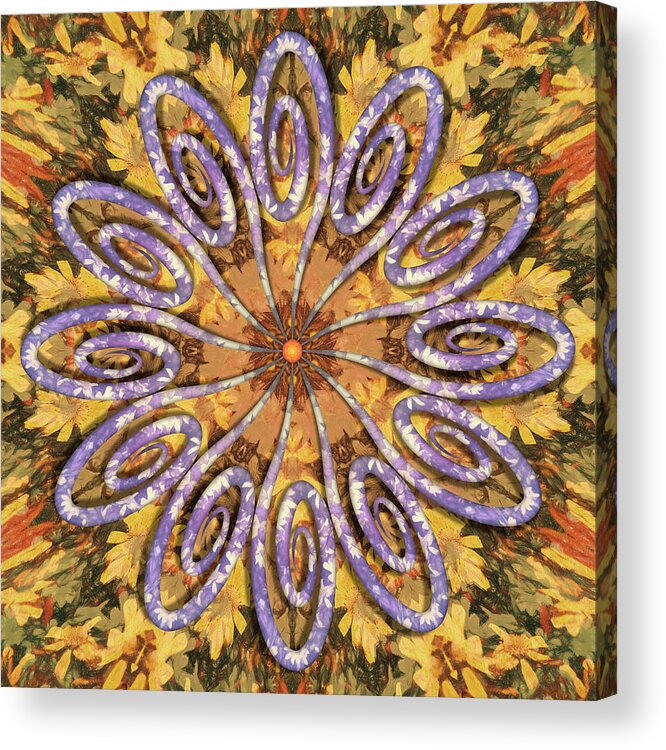 Spin-flower Mandalas Acrylic Print featuring the digital art Loopsy Daisy by Becky Titus