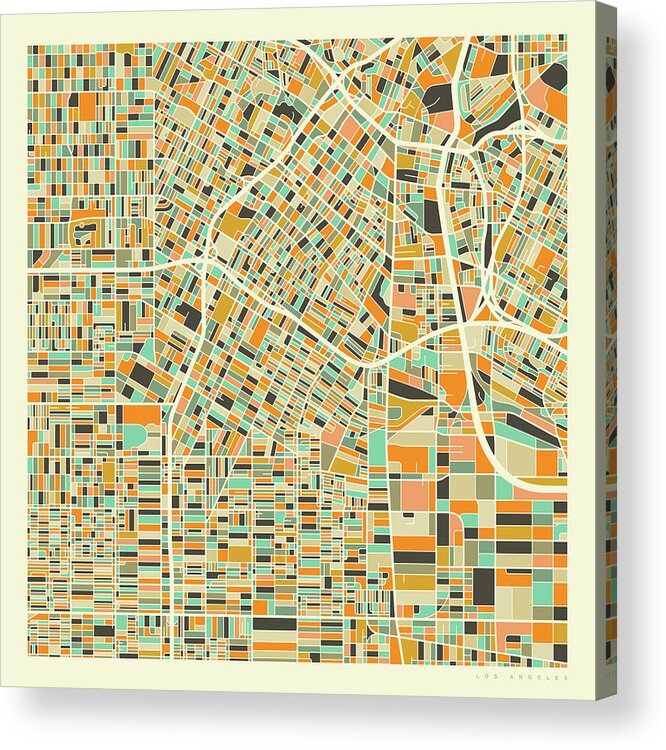 Los Angeles Acrylic Print featuring the digital art Los Angeles Map 1 by Jazzberry Blue