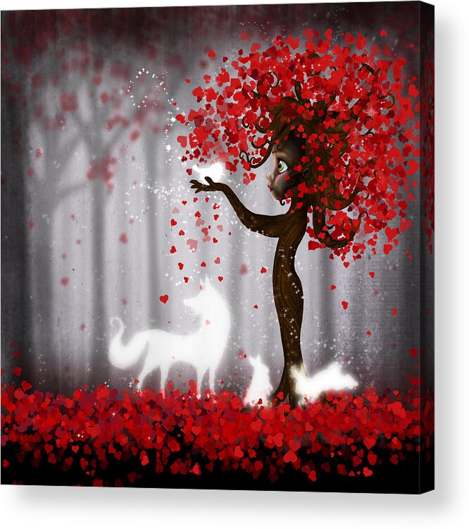 Magical Acrylic Print featuring the digital art Magical Heart Tree Forest for Spirit Animals by Laura Ostrowski