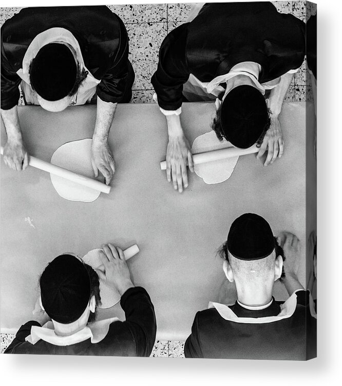 Working Acrylic Print featuring the photograph Making Matza by Guy Prives