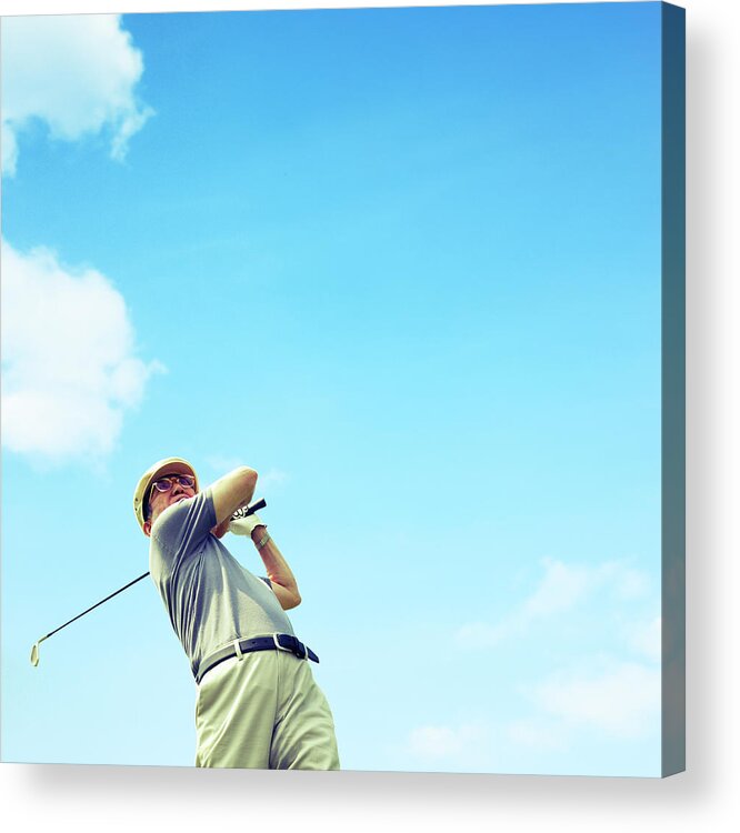 Tranquility Acrylic Print featuring the photograph Man Playing Golf by Bloom Image