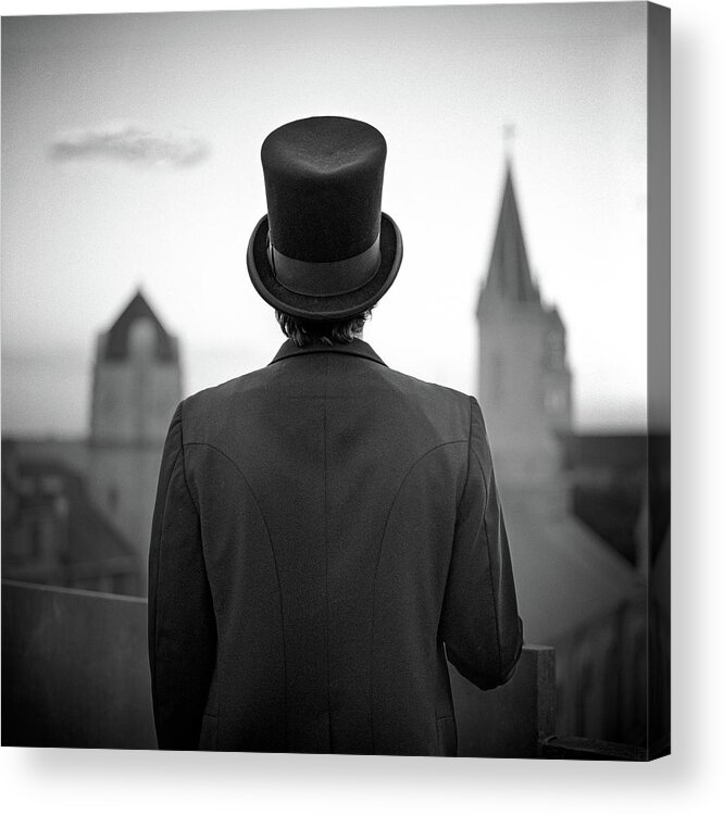 People Acrylic Print featuring the photograph Man Standing Front Of Cathedral by Eddie O'bryan