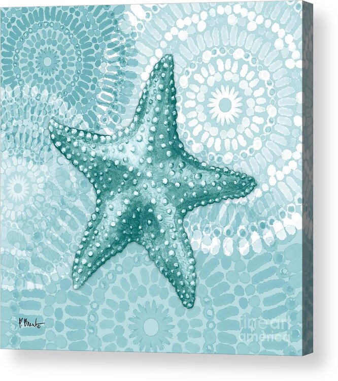 Watercolor Acrylic Print featuring the painting Mandala Sealife I by Paul Brent