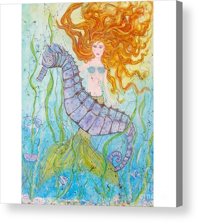 Mermaid Acrylic Print featuring the painting Mermaid Fantasy by Midge Pippel