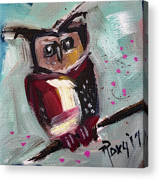 Owl Acrylic Print featuring the painting Mini Owl 1 by Roxy Rich